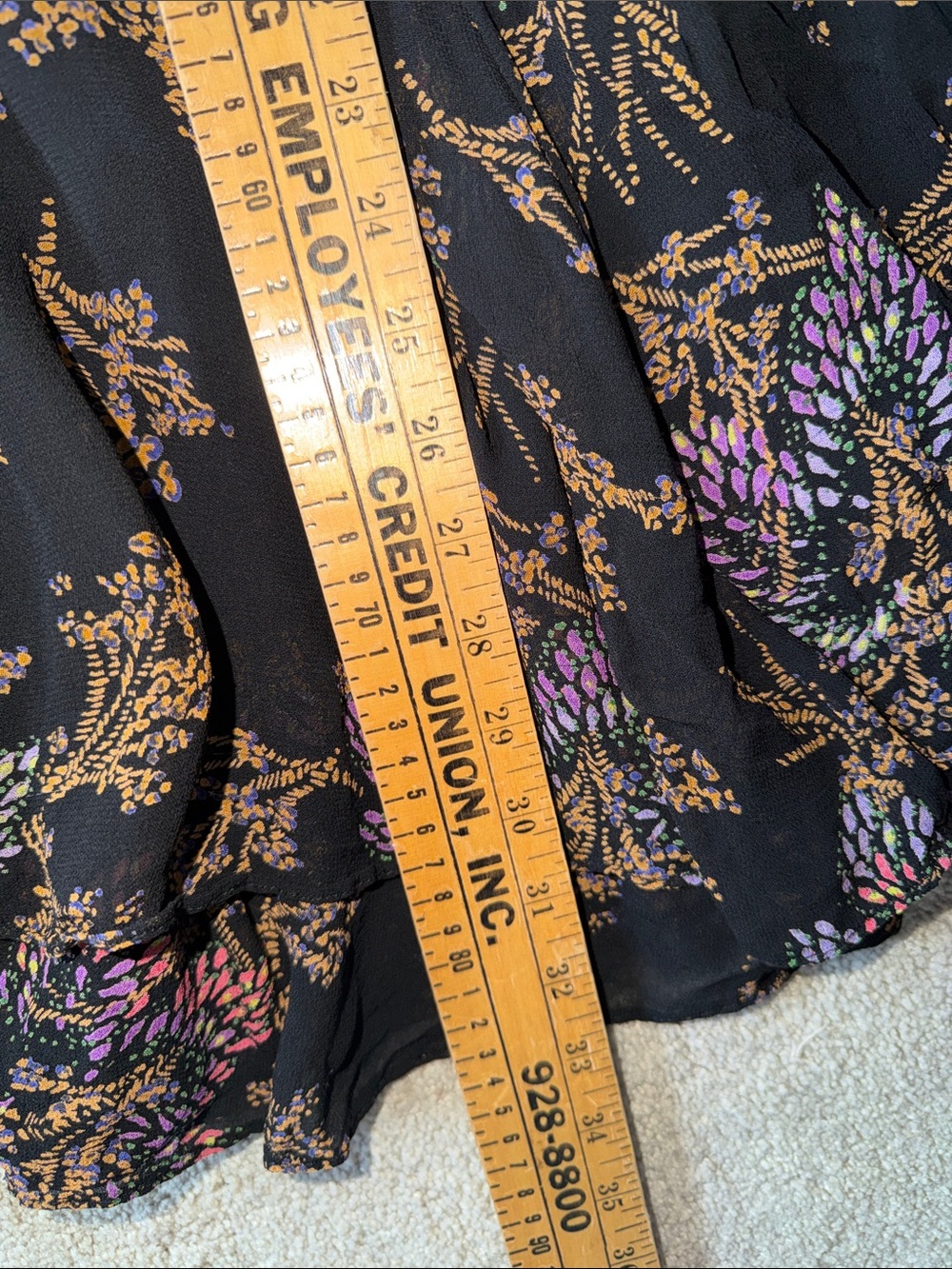 Free People Fake Pretend Black Print Long Sleeve Mini Dress size Medium - Picture 10 of 12